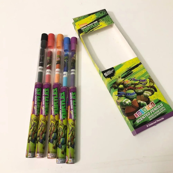 TMNT Ninja Turtles Coloured Scented Pencils 5 Pack - Picture 7 of 16